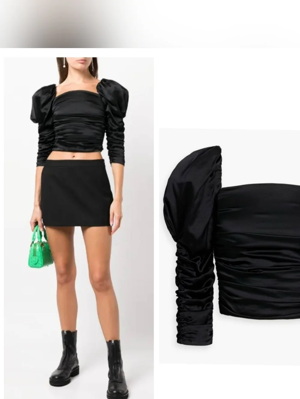 Alice + Olivia Katrice ruched puff-sleeve top size 0 $495 - Picture 15 of 16